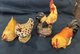 LOT OF (4) DECORATIVE CHICKEN FIGURINES