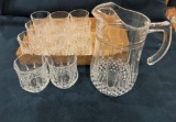 (11) WATER GLASSES WITH WATER PITCHER
