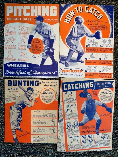 Vintage Wheaties Catching-Bunting-Pitching Cardboard Cutouts