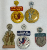 GROUP OF VINTAGE HAT PINS - SMOKEY BEAR, BUGGS BUNNY & MARCH OF DIMES
