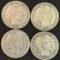 (4) Barber Silver Half Dollars -- 1897, 1905-S, 1912-D, & 1912