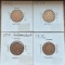 (4) Early US Indian Head Cents --- 1873, 1874, 1875, and 1876