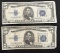 (2) Series 1934-D United States $5 Silver Certificates