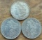 (3) Morgan Silver Dollars - 1883, 1879, and  1898