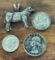 (3) Silver Coins & Sterling Silver Cow Charm