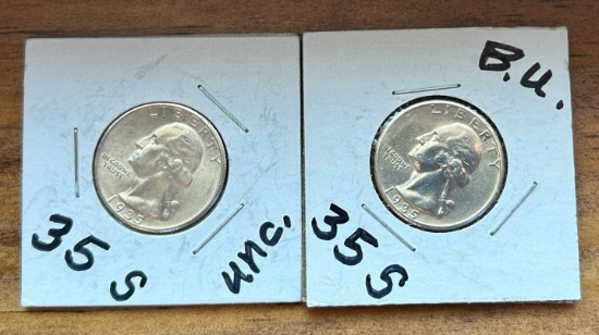 (2) 1935-S Washington Silver Quarters - Uncirculated