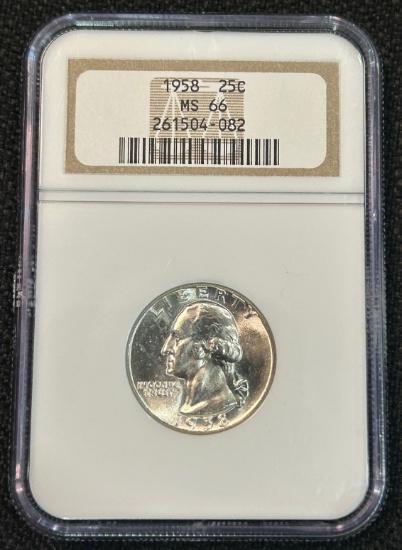 1958 Washington Silver Quarter - NGC MS66