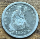 1854 United States Seated Liberty Quarter - With Arrows