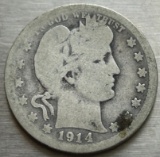 1914-S Barber Silver Quarter - Key Date!