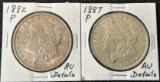 1882 & 1887 Morgan Silver Dollars - AU Details