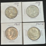 (4) Silver Half Dollars - Franklin & Kennedy
