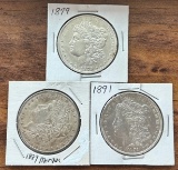 (3) US Morgan Silver Dollars --- 1879, 1891, & 1889