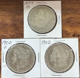 (3) US Morgan Silver Dollars --- 1897-O, 1900-O, & 1902
