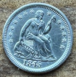 1845 United States Seated Liberty Half Dime - Nice Coin!