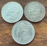 (3) US Morgan Silver Dollars - AU/BU --- 1883-O, 1896, & 1898