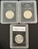 (3) Franklin Silver Half Dollars