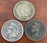 (3) Early Indian Head Cents --- 1862, 1863, & 1867