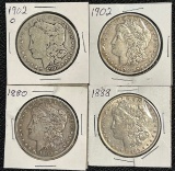 (4) Morgan Silver Dollars --- 1880, 1888, 1902, & 1902-O