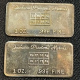 (2) Jackson Precious Metals - 1 Oz. Silver Bars