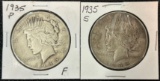 1935 & 1935-S Peace Silver Dollars