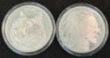 (2) 1 Oz. Silver Rounds --- Doge Coin & Buffalo Design