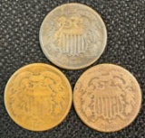 1864, 1865, & 1866 United States Two Cent Pieces