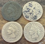 (4) Early Indian Head Cents - 1868, 1875, 1876, and 1878