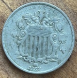 1867 United States Shield Nickel - With Rays