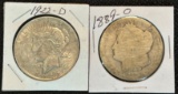 1889-O Morgan Silver Dollar & 1922-D Peace Silver Dollar