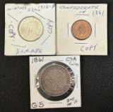 (3) Copy/Restrike Coins - Standing Liberty Quarter & Confederate