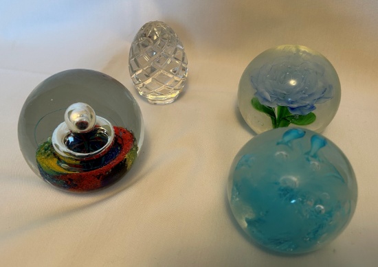 (4) GLASS PAPER WEIGHTS