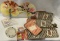 VINTAGE HAND FANS - PLAYING CARD TRAYS - ASH TRAY - AND MORE