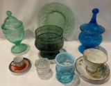 ASSORTED COLORED GLASSWARE PIECES