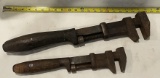 TWO EARLY WOODEN HANDLED PIPE WRECHES