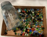 JAR OF MISCELLANEOUS MARBLES