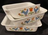 LOT OF 3 CORNING WARE PIECES - WITH CHICKEN DESIGNS