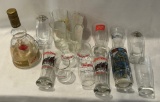 COLLECTION OF BEER ADVERTISING GLASSES AND MUSIC BOX BOTTLE