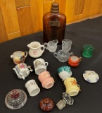 COLLECTION OF SMALL CUPS - WHISKEY BOTTLE - AND MORE
