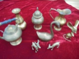 8 VINTAGE BRASS FIGURES AND VASES-ALL TO GO