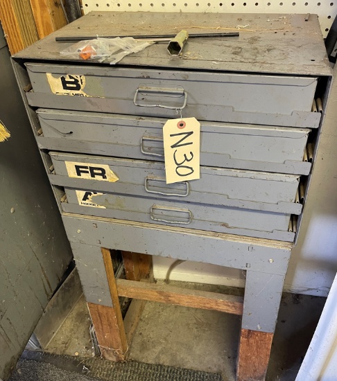 4 DRAWER HARDWARE CABINET ON STAND