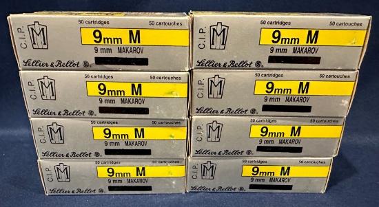 (8) Boxes of 9mm Makarov