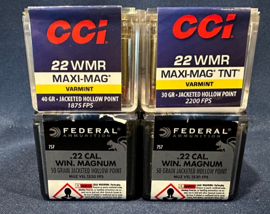 (4) Boxes of .22 Mag