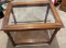 WOODEN END TABLE WITH GLASS INSERT TOP