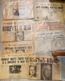 7 OLD NEWSPAPERS - FROM YEARS 1942-1944-1945 & 1969