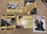 LOT OF 5 METAL SIGNS - NEWER