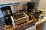 2 COFFEE MAKERS - TOASTER- COFFEE GRINDER - MUGS - AND MORE