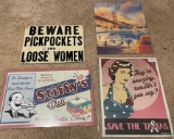 LOT OF 4 METAL SIGNS - NEWER