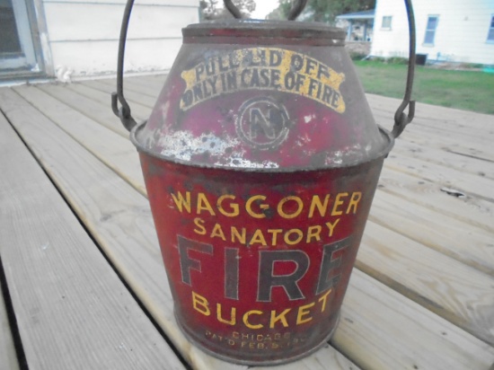 EARLY METAL "FIRE BUCKET" - 1905 PAT. DATE-VERY NEAT PRIMITIVE AND HARD TO FIND