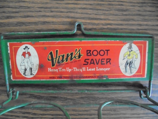 OLD METAL "VAN'S BOOT SAVER"-WALL MOUNT BOOT HOLDER