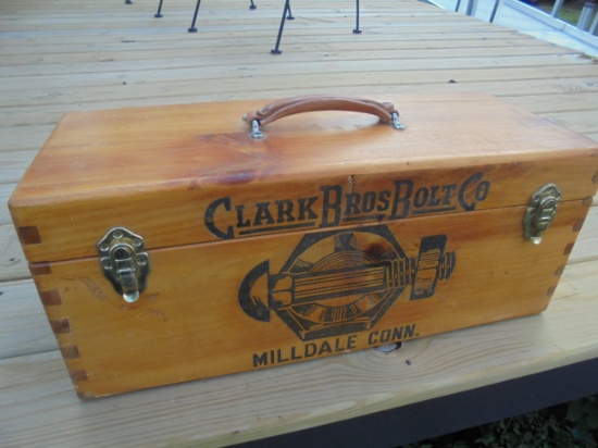 OLD ADVERTISING CRATE MADE INTO TOOL BOX-VERY NICE